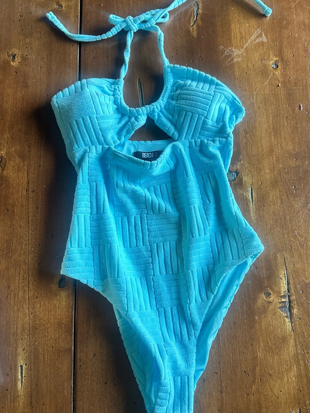 Beach Riot Turquoise Textured Cutout One-Piece XS NWOT - Picture 2 of 6
